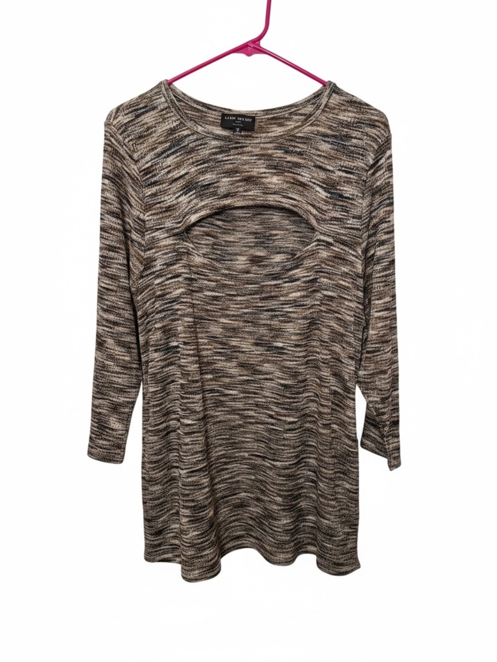 Lane Bryant Marled Knit Long Sleeve Top with Front Cutout Size 22/24